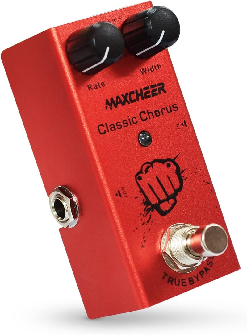 MAXCHEER Electric Guitar Classic Chorus Pedal Rate/Width Knob Effect Pedal Mini Single Type DC 9V True Bypass (Red) - Image 1
